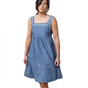 Universal Thread Cottage Core Prairie Cotton Chambray Embroidered Dress M